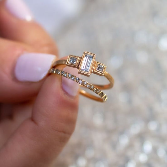 Vintage Rose Zirconia Ring Set-Lydieannejewelry