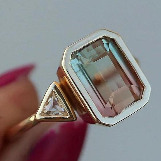 Vintage Faded Colorful Zirconia Ring-Lydieannejewelry