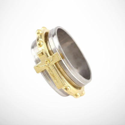 Gold Layered Religious Cross Ring-Lydieannejewelry