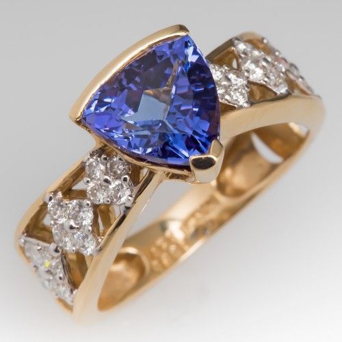 Vintage Blue Stone Hollow Zirconia Gold Ring-Lydieannejewelry