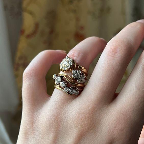 Vintage Flower Zirconia Ring Set-Lydieannejewelry