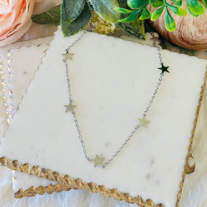 Stella Dainty Star Pendant Choker Necklace - Gold or Silver-Lydieannejewelry