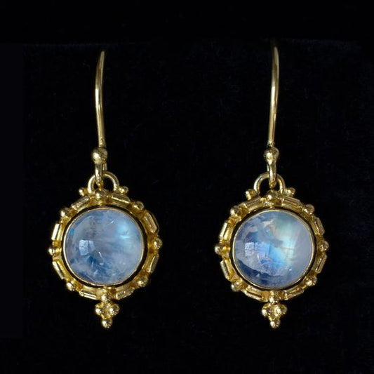 Vintage Blue Moonstone Rounded Earrings-Lydieannejewelry
