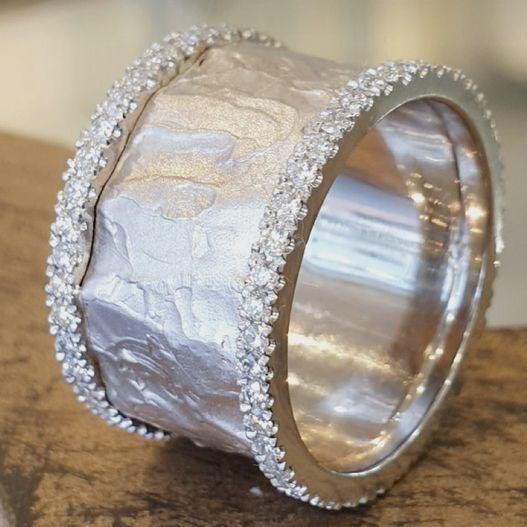 Vintage Silvered Zirconia Ring-Lydieannejewelry