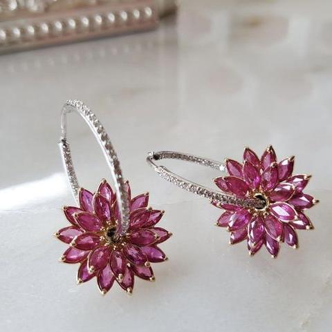 Vintage Pink Flower Earrings-Lydieannejewelry
