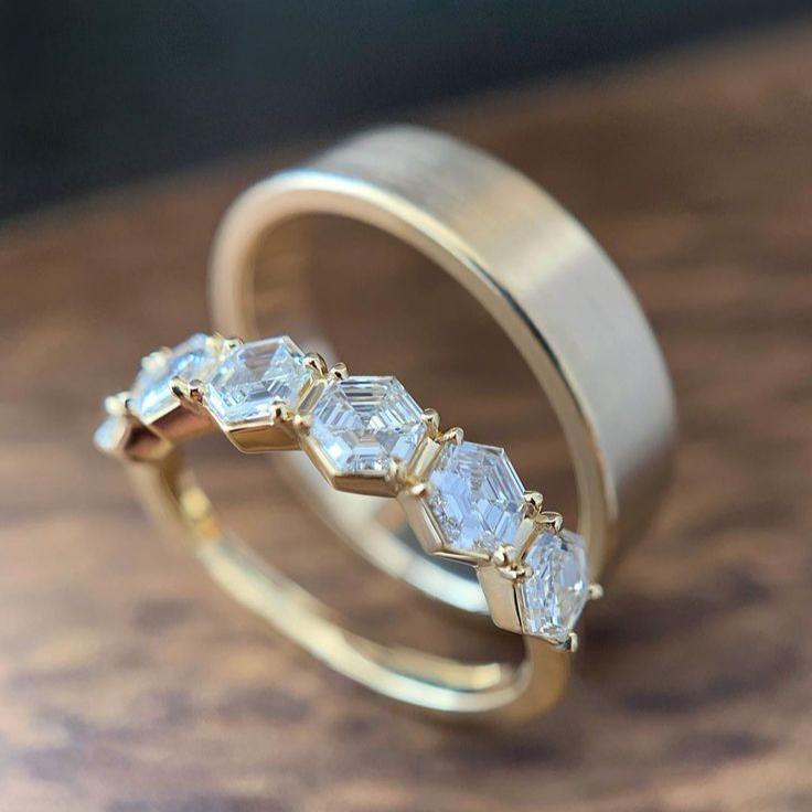 Vintage Couple Golden Ring Set-Lydieannejewelry