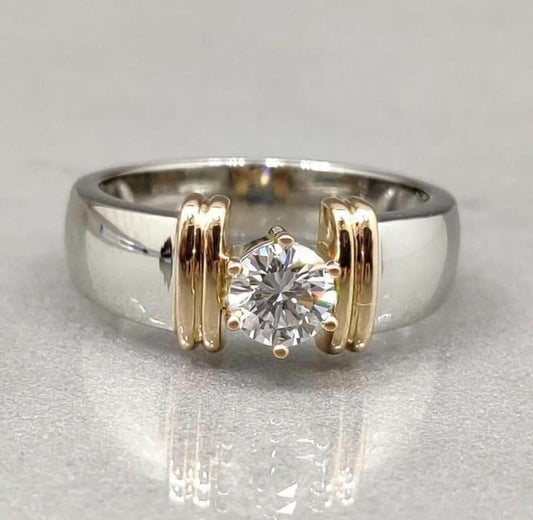Vintage Open Gold Thread Silver Ring-Lydieannejewelry