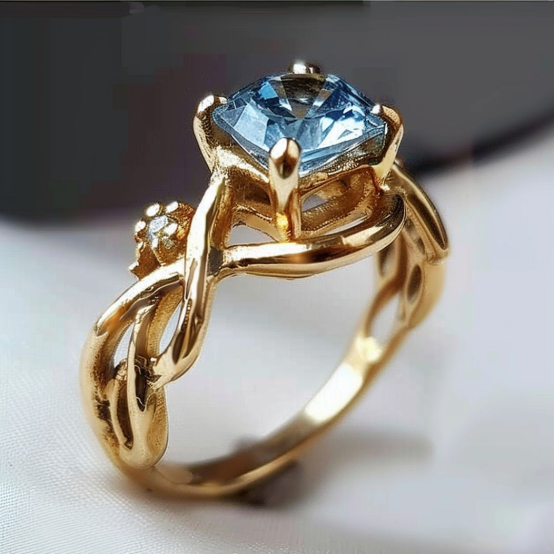 Golden Blue Ring-Lydieannejewelry