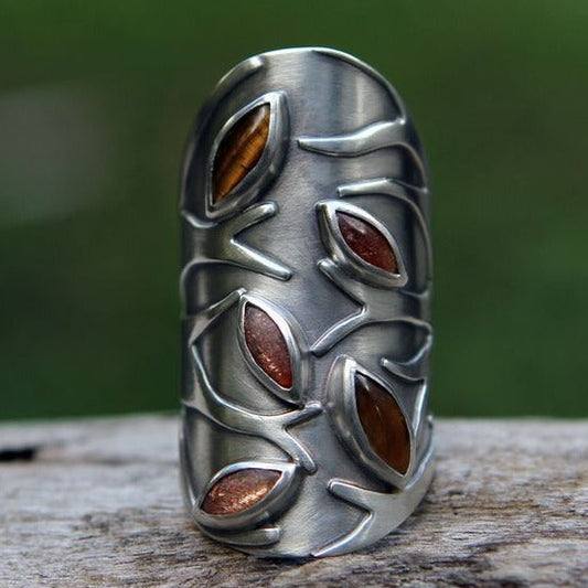 Vintage Inlaid Crystal Ivy Ring-Lydieannejewelry