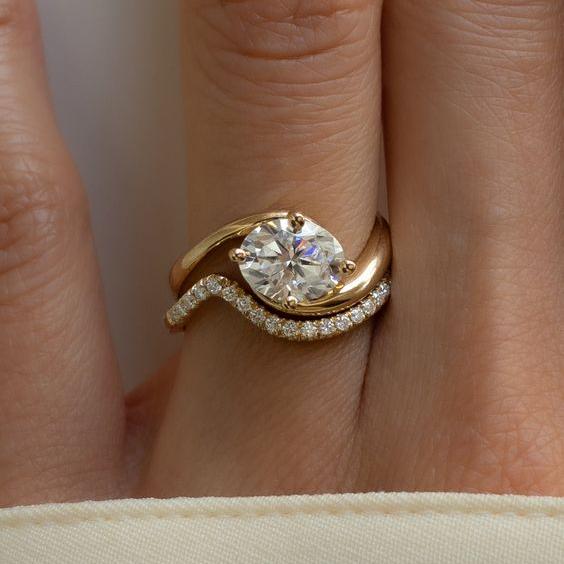 Vintage Wavy Zirconia Ring Set-Lydieannejewelry