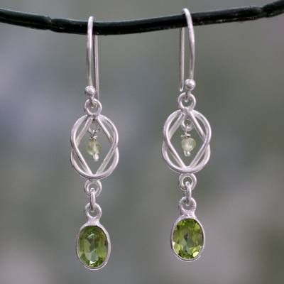 Vintage Green Olive Dangling Earrings-Lydieannejewelry