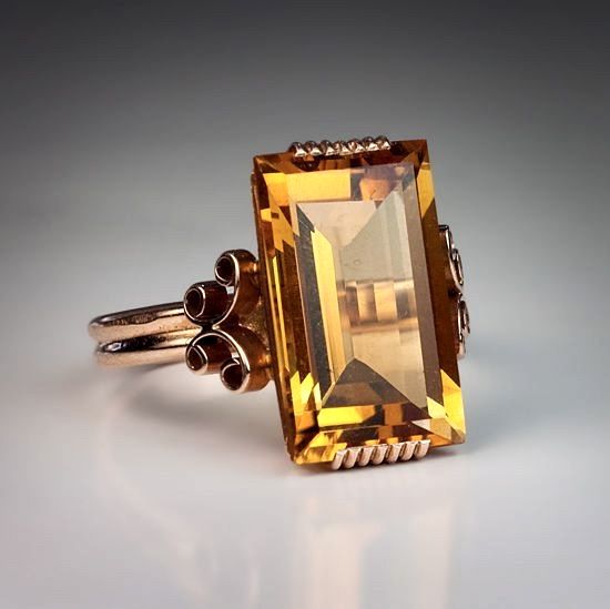 Vintage Orange Glass Rose Ring-Lydieannejewelry