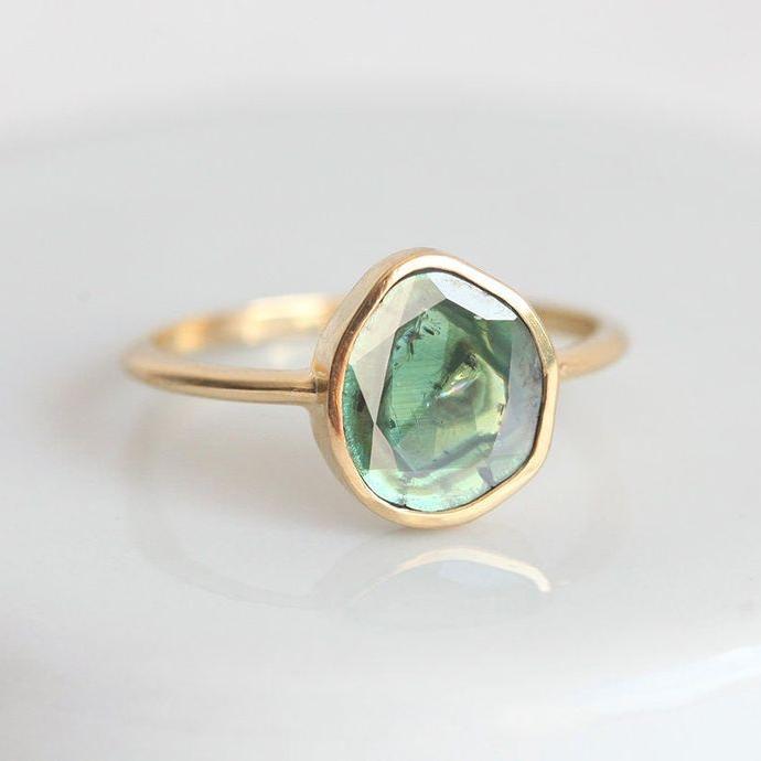 Vintage Green Bright Stone Ring-Lydieannejewelry