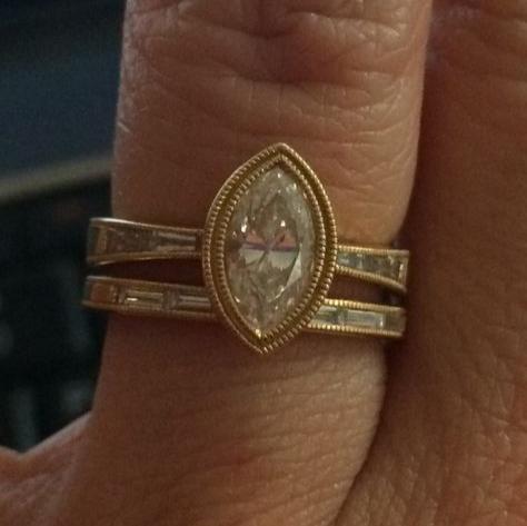 Vintage Oval Zirconia Golden Ring Set-Lydieannejewelry