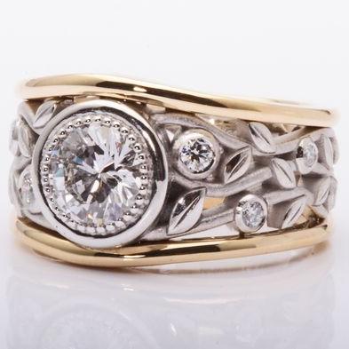 Vintage Ivy Silver & Gold Zirconia Ring-Lydieannejewelry