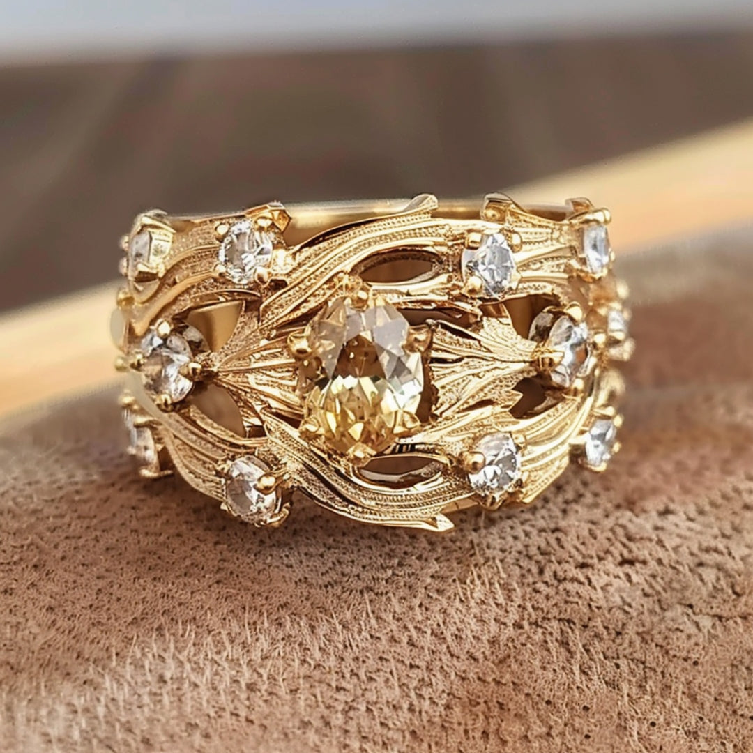 Golden Layered Zirconia Ring-Lydieannejewelry