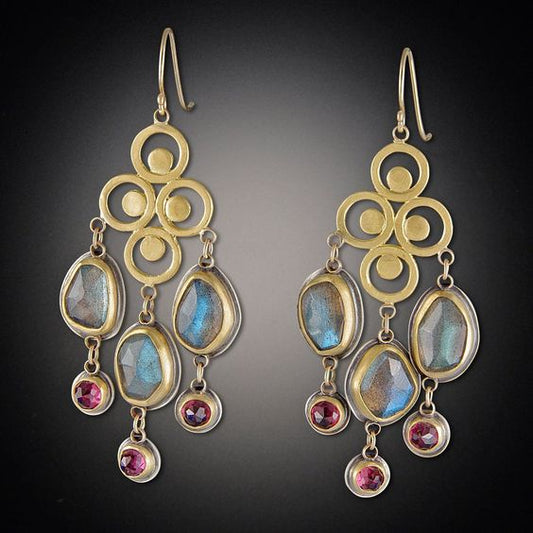 Vintage Colorful Stones Dangling Earrings-Lydieannejewelry