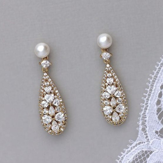Vintage Bright & Pearl Earrings-Lydieannejewelry