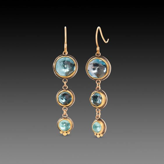 Vintage Dangling Blue Crystal Earrings-Lydieannejewelry