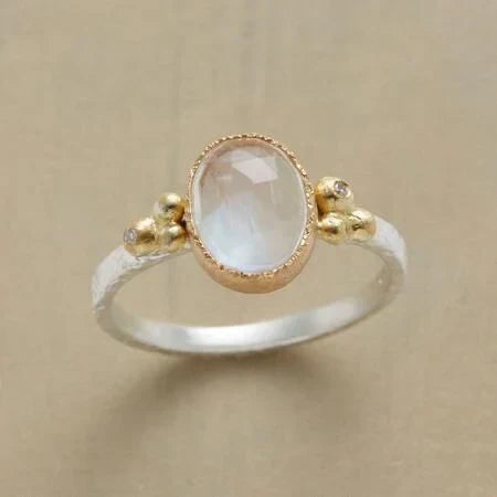 Vintage White Glass Ring-Lydieannejewelry