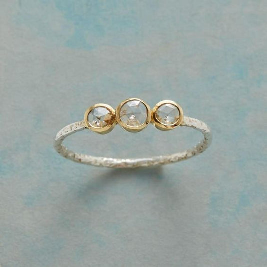 Vintage Triple Zirconia Silver Ring-Lydieannejewelry