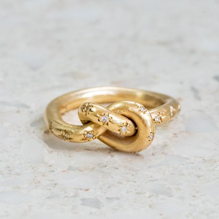 Vintage Knotted Celestial Gold Ring-Lydieannejewelry