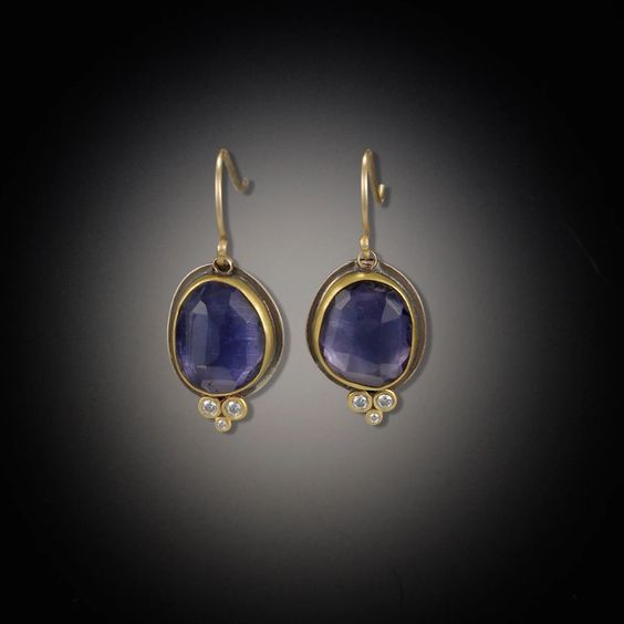 Vintage Blue Rounded Stone Earrings-Lydieannejewelry