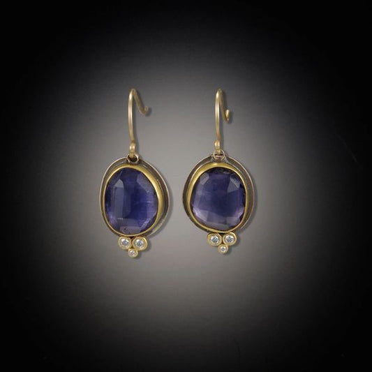 Vintage Blue Rounded Stone Earrings-Lydieannejewelry