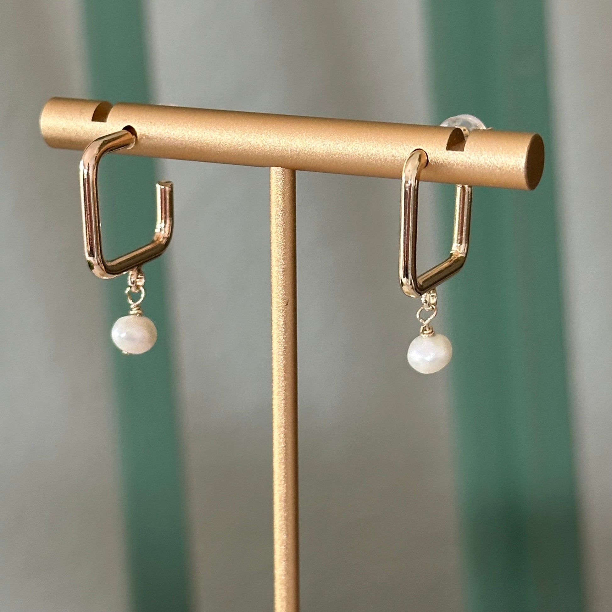 Dalila Square Hoop Pearl Earrings-Lydieannejewelry