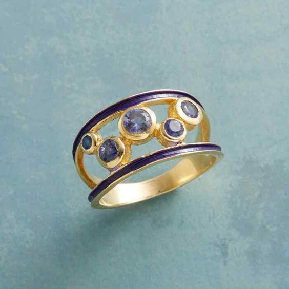Vintage Purple Enamel Gold Ring-Lydieannejewelry