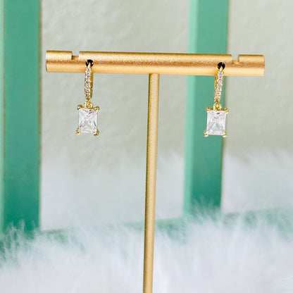 Tiny Huggie Hoop With Baguette Dangle-Lydieannejewelry