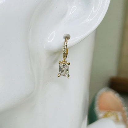 Tiny Huggie Hoop With Baguette Dangle-Lydieannejewelry