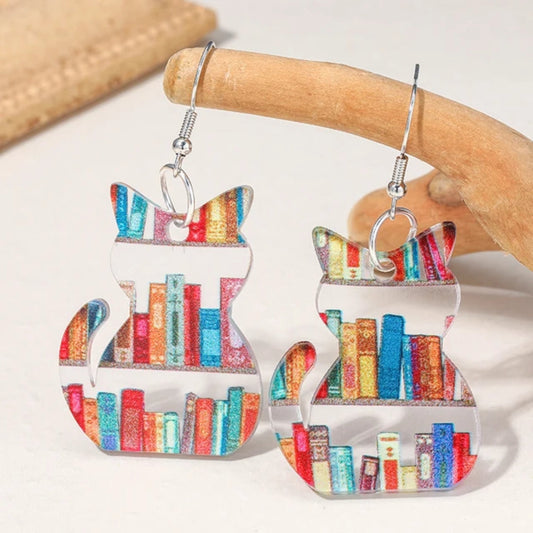 Vintage Colorful Cat Earrings-Lydieannejewelry