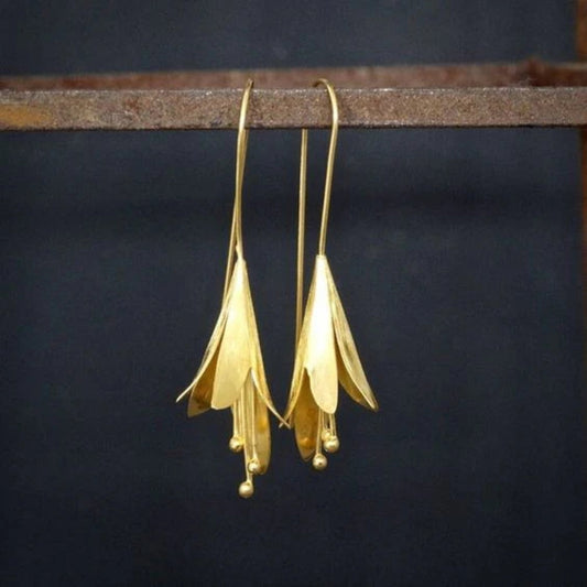 Vintage Gold & Silver Lotus Earrings-Lydieannejewelry
