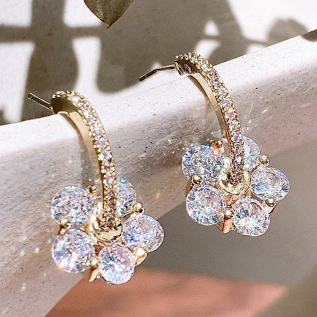 Flower Crystal Earrings-Lydieannejewelry