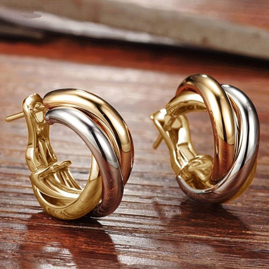 Vintage Gold & Silver Hoop Earrings-Lydieannejewelry