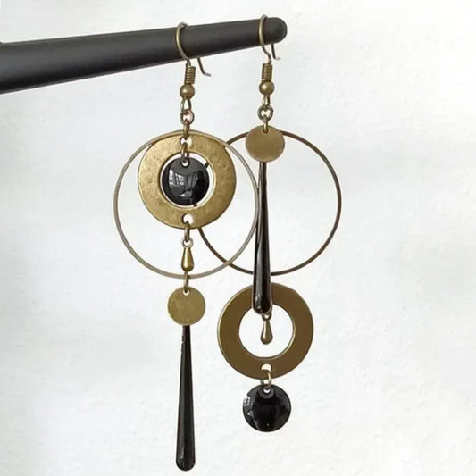 Vintage Golden Dangling Earrings-Lydieannejewelry