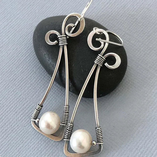 Vintage Dangling Pearl Earrings-Lydieannejewelry