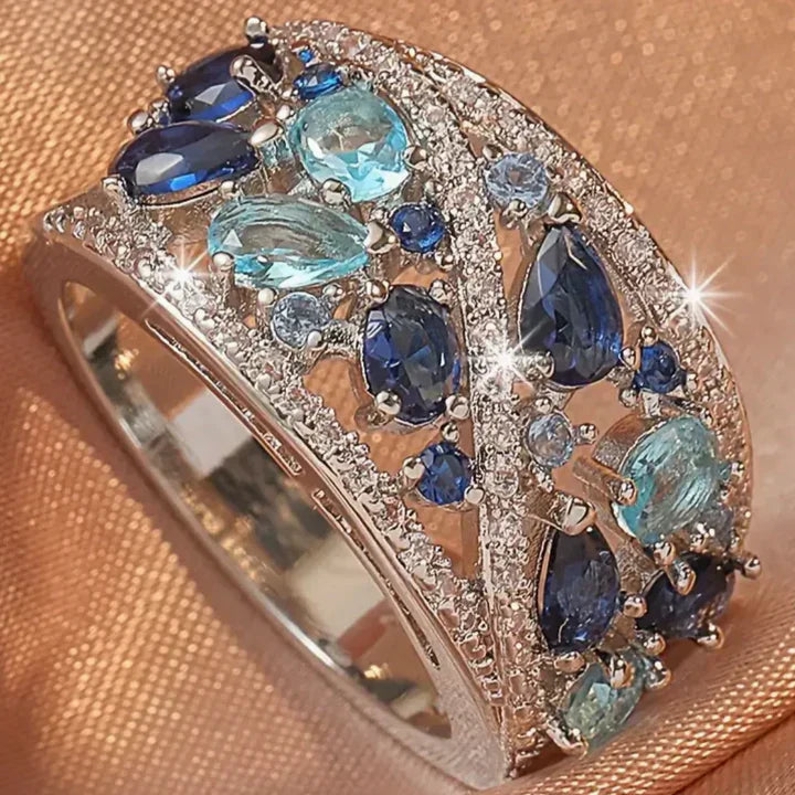 Vintage Blue Zirconia Ring-Lydieannejewelry