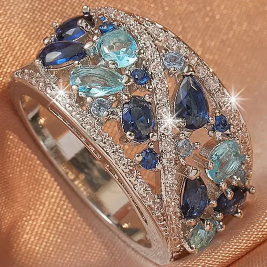 Vintage Blue Zirconia Ring-Lydieannejewelry