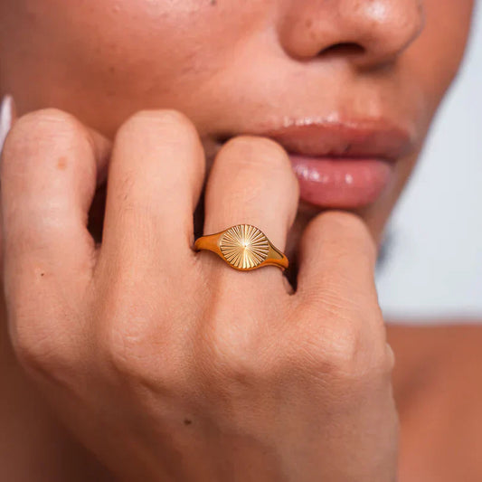 Golden Sun Seal Ring-Lydieannejewelry