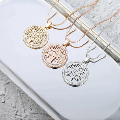 Tree of Life Pendant with Zirconia in Gold and Silver