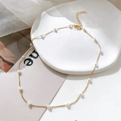 Small Pearl Necklace in Gold-Lydieannejewelry