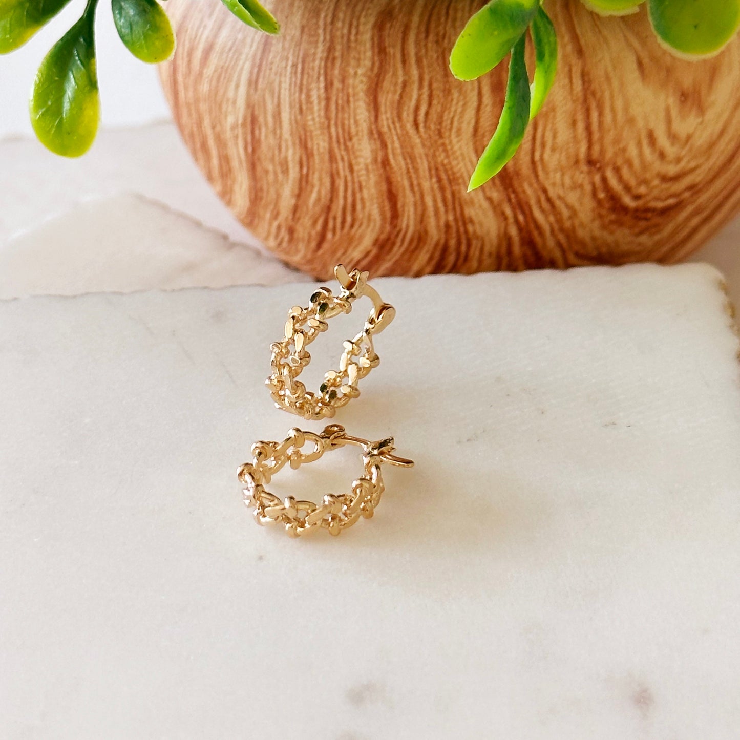 Diletta Small Designed Cuban Hoops-Lydieannejewelry