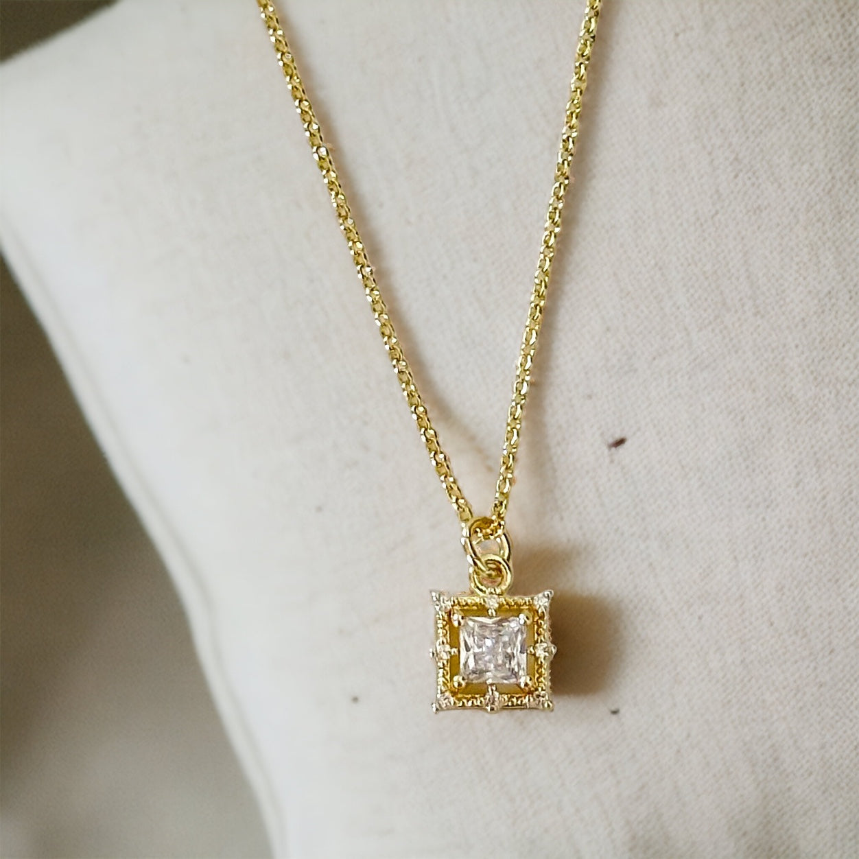 Illaria Square Baguette Necklace-Lydieannejewelry