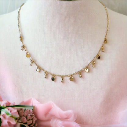 Norah Ball Chain With Dangle Discs-Lydieannejewelry