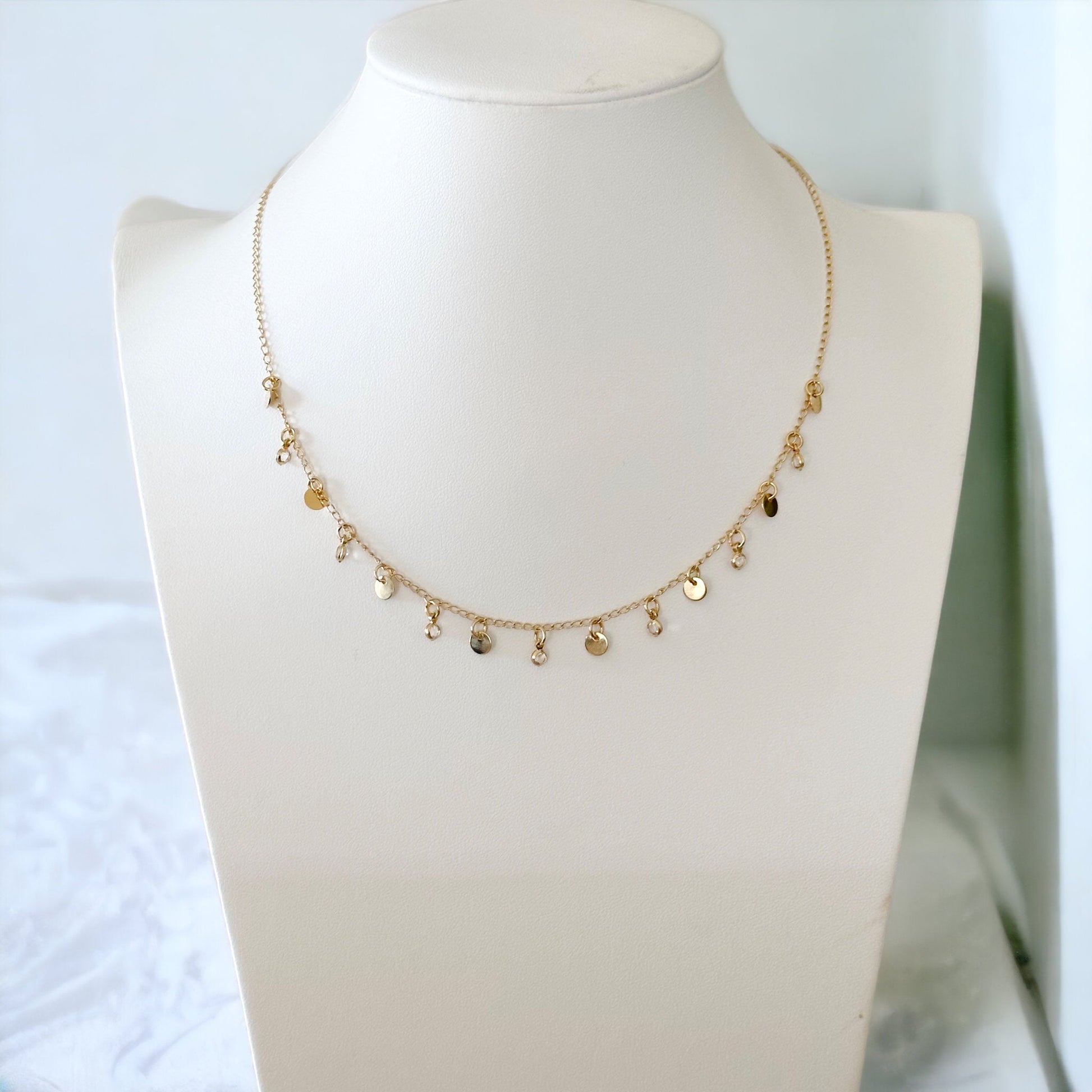Norah Ball Chain With Dangle Discs-Lydieannejewelry