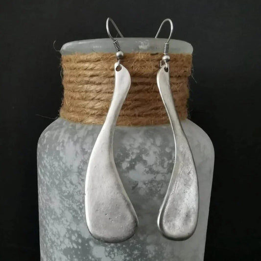 Vintage Silver Irregular Form Earrings-Lydieannejewelry
