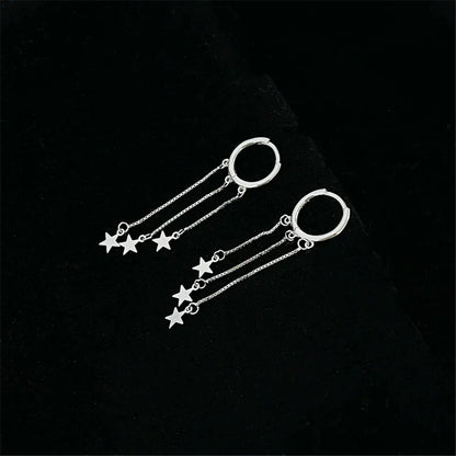 Gold and Silver Star Pendant Earrings