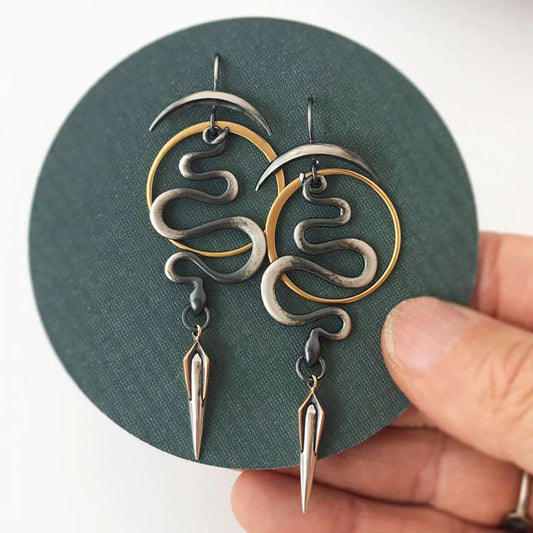 Irregular Geometric Spiral Earrings Serpentine-Lydieannejewelry